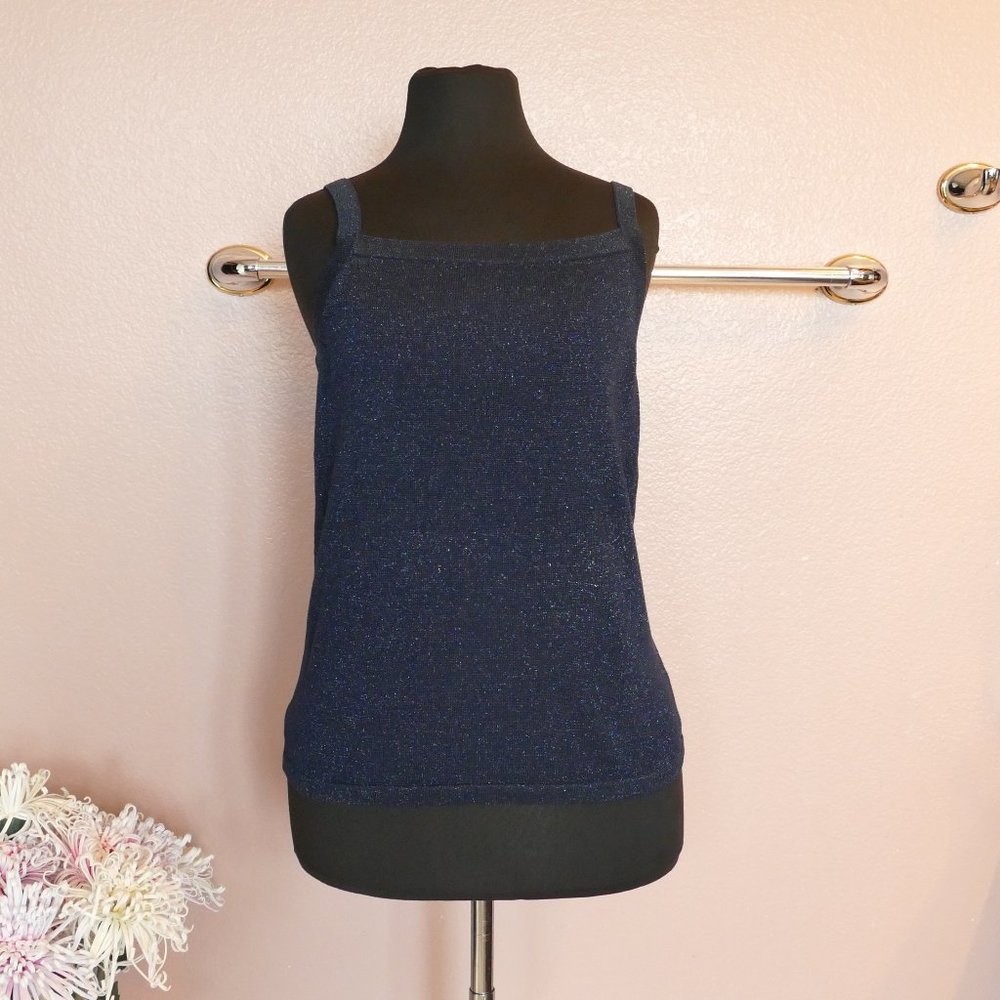 80% Silk Kevo Shimmering Navy Tank Top- Size M